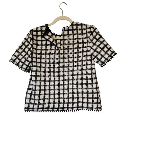 Endless Rose Black White Checkered Crochet Accent Top Sz S NWOT Retro Mod Stylec - Picture 5 of 6